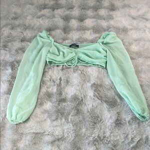 AKIRA Light Green Sheer Crop Top